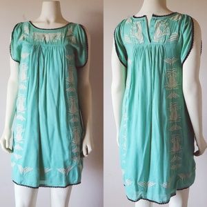 Embroidered Mini Dress with Pockets